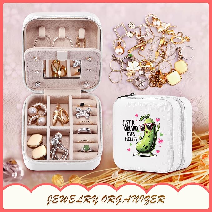 Pickle Jewelry Box, Gifts For Teens Girls, Pickle Lovers Stuff Items Accessories Things Merchandise Decor Merch, Travel Ring Earrings Necklace Organizer Holder!