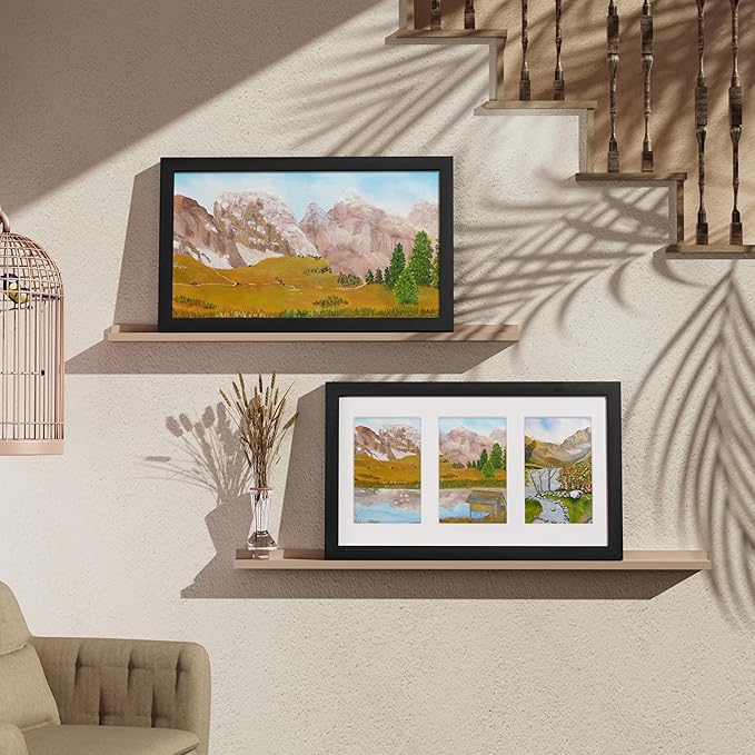 Vittanly 8x14 Picture Frames Collage Wall Decor, Displays 3Pcs 4x6 Pictures with Mat or 1Pcs 8x14 without Mat, Collage Picture Frame for Horizontal or Vertical Display, Black, 1 Pack