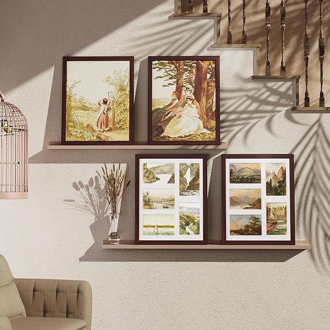 Vittanly 11x14 Collage Picture Frame, Displays 5Pcs 4x6 Pictures with Mat or 1Pcs 11x14 without Mat for Wall Mounting, Picture Frames Collage Wall Decor in Brown, 1 Pack