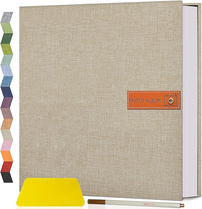 Popotop Large Photo Album Self Adhesive 4x6 5x7 8x10 Scrapbook Album DIY Picture Book,Gifts for Mom,Family Baby and Wedding,with Metal Pen and Plastic Board