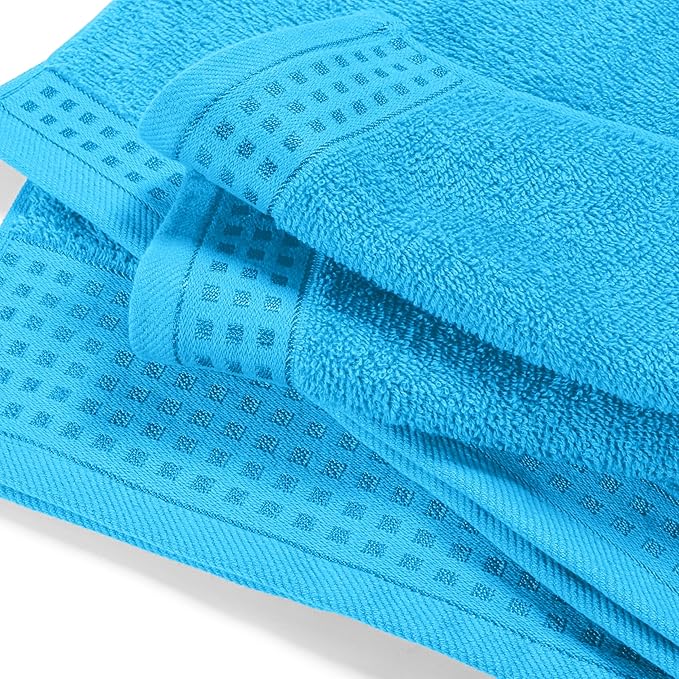 GLAMBURG Ultra Soft 4 Pack Oversized Bath Towel Set 27x54 inches, 100% Cotton Bath Towels, Highly Absorbant Compact Quickdry & Lightweight Towel, Ideal for Gym Travel Camp Pool - Turquoise Blue