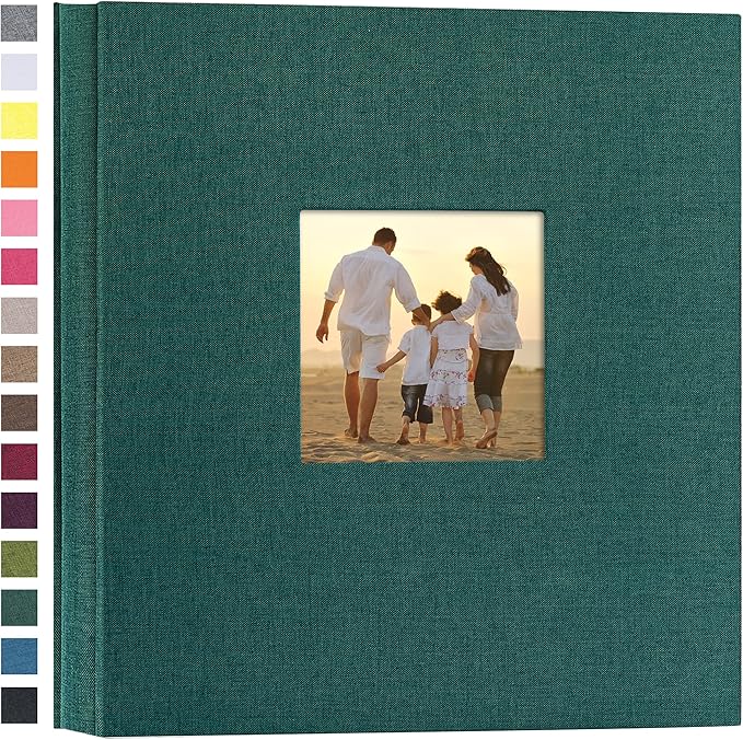 potricher Linen Hardcover Photo Album 4x6 600 Photos Large Capacity for Family Wedding Anniversary Baby Vacation (Dark Green, 600 Pockets)
