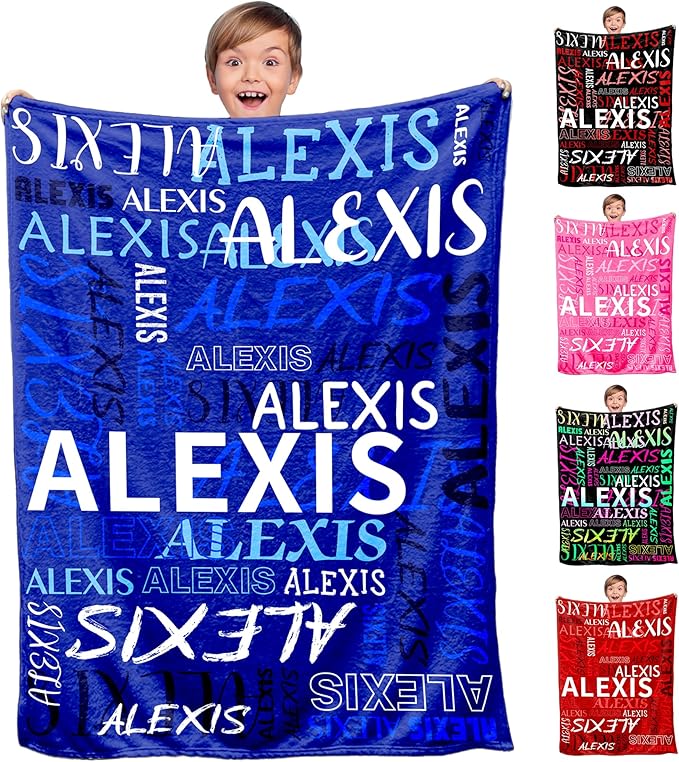 Personalized Baby Blanket for Girls Custom Baby Blanket with Name for Kids Custom Blue Name Blanket for Infant Toddler Soft Newborn Bed Throw Personalized Baby Gift for Birthday Baby Shower Christmas