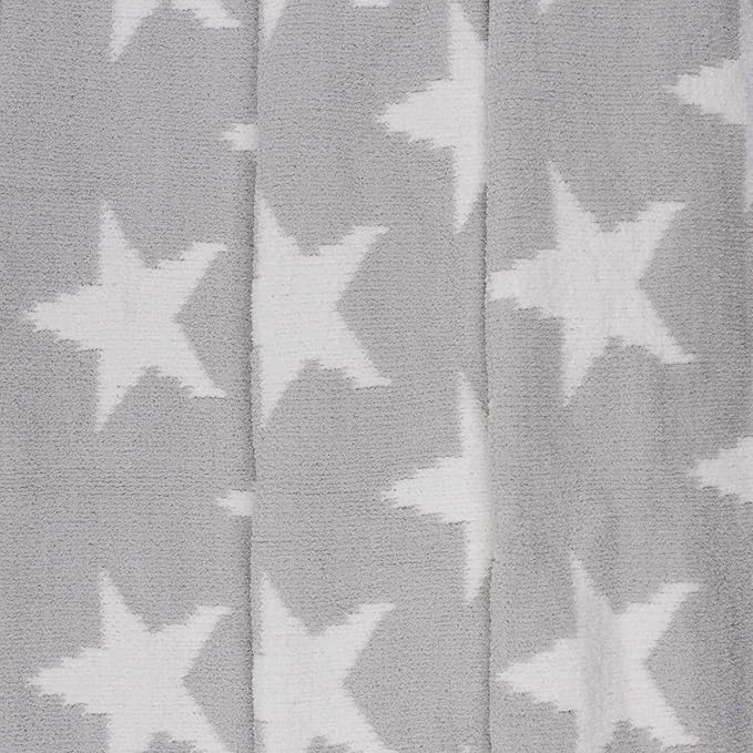 Chenille Baby Blanket - Soft & Plush, Toddler & Baby Blankets, 40x30 Inches (Grey Stars)
