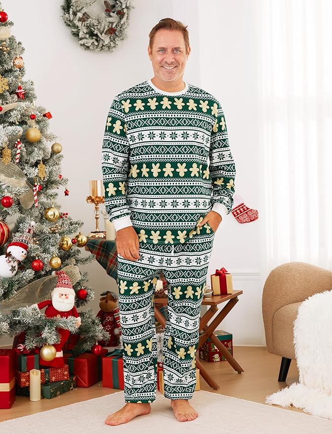 PATPAT Christmas Family Matching Pajama Sets Includes Christmas Socks - Perfect for Family Photos & Holiday Celebrations