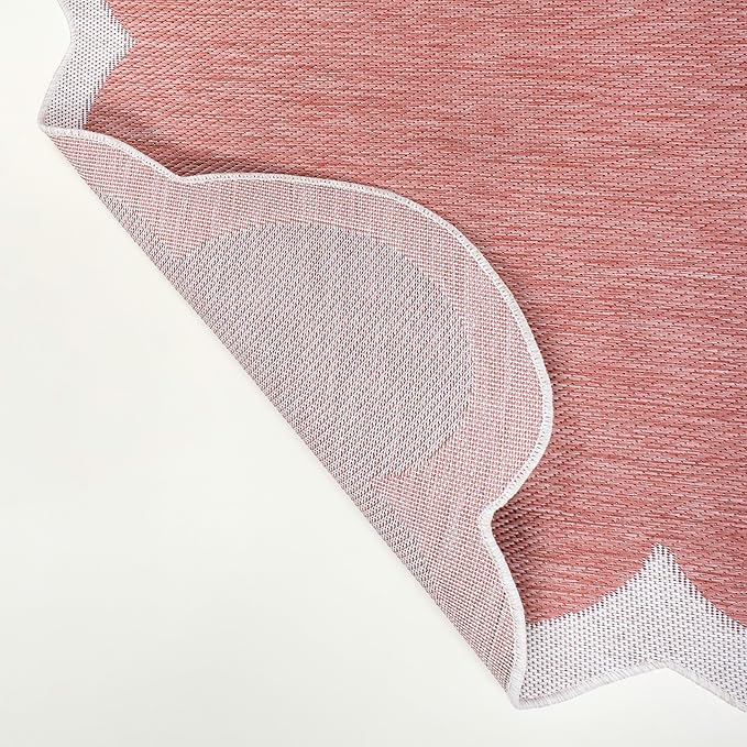 JONATHAN Y Cottage Two-Tone Scalloped Indoor Outdoor Runner Rug 2X8 Light Rose/Cream, Alice Classic for Backyard, Patio, Porch, Easy-Cleaning, High Traffic, Pet-Friendly, Non-Shedding (SHP103B-28)