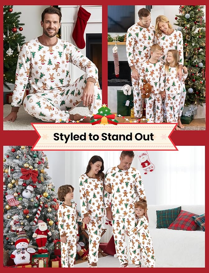 PATPAT Christmas Family Matching Pajama Sets Includes Christmas Socks - Perfect for Family Photos & Holiday Celebrations