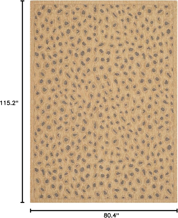 SAFAVIEH Washable Rug Outdoor Courtyard Collection - 6'7" x 9'6", Natural & Gold, Non-Shedding & Easy Cleaning, Ideal for Patio, Backyard, Mudroom (CY6104-39)