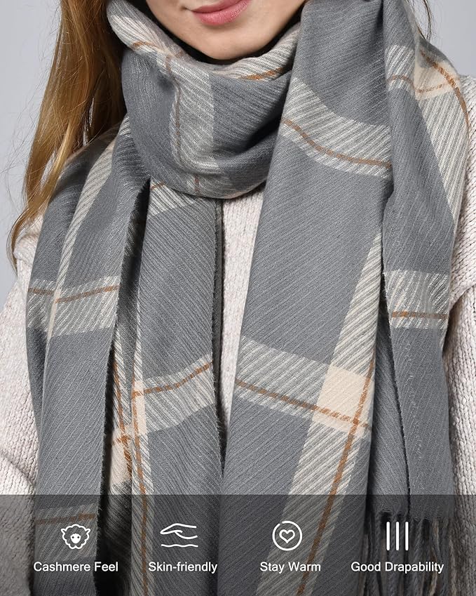 FURTALK Winter Scarf for Women Shawl Soft Tassel Plaid Large Oversized Scarves Wraps