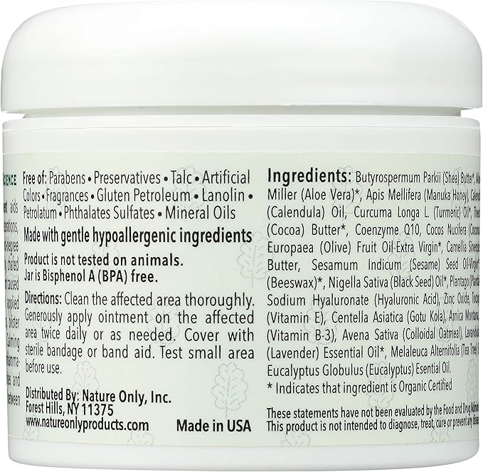 Nature Only Natural Multi-Function Ointment, 4 Oz Best Skin Healing Aids Enriched with phytochemicals to Allow for Penetration into Skin, Formulated with Natural & Organic Ingredients (4.0)