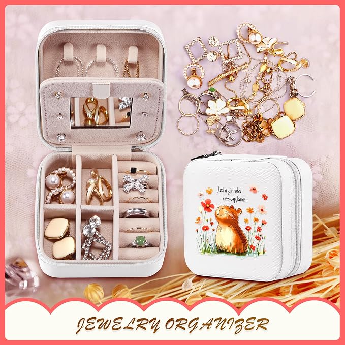 Capybara Jewelry Box, Gifts For Teens Girls, Capybara Lovers Stuff Items Accessories Things Merchandise Decor Merch, Travel Ring Earrings Necklace Organizer Holder!