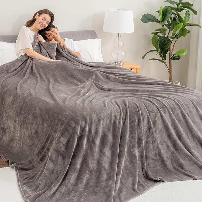 Berkshire Blanket VelvetLoft Big Oversized King Family Blanket, All Season Mid-Weight Ultra Silky and Fuzzy, Seamless Extra Large(Charcoal Gray, 120x120 Inches)