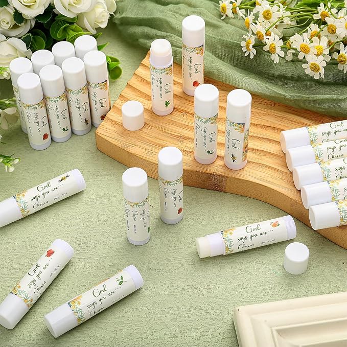 50 Pcs Christmas Christian Lip Balm Bulk Bible Verses Lip Balm Scripture Christian Gifts for Women Faith Religious Church Party Favor Inspirational Gift for Coworker Staff Employee(Fresh)