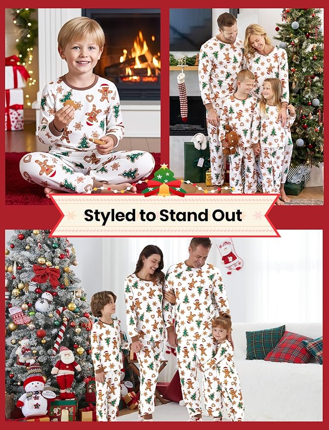 PATPAT Christmas Family Matching Pajama Sets Includes Christmas Socks - Perfect for Family Photos & Holiday Celebrations
