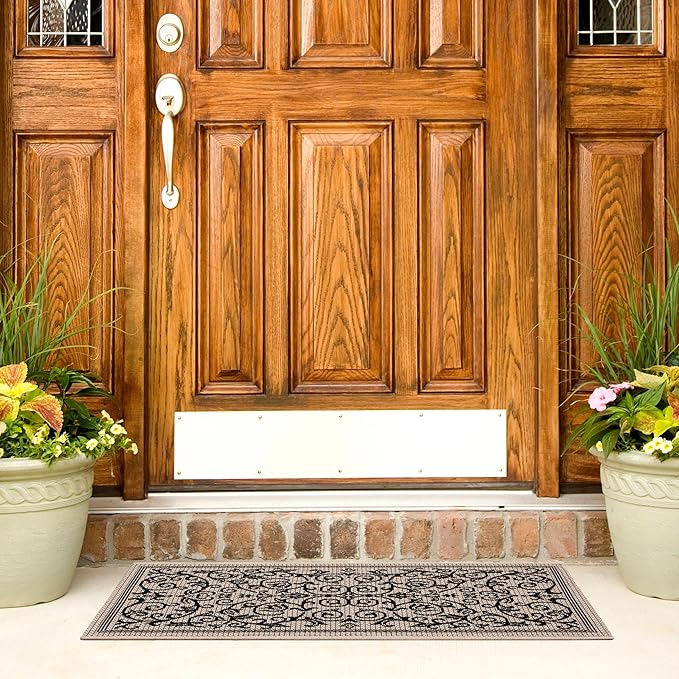 SAFAVIEH Washable Rug Outdoor Courtyard Collection - 2' x 3'7", Sand & Black, Non-Shedding & Easy Cleaning, Ideal for Patio, Front Door, Entryway, Doormat (CY2098-3901)
