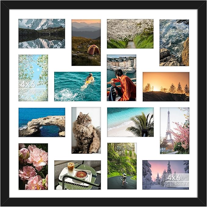 22x22 Picture Frame 4x6 Collage Picture Frame Displays Sixteen 4x6 inch Photos Collage Wall Decor Wall Hanging Black
