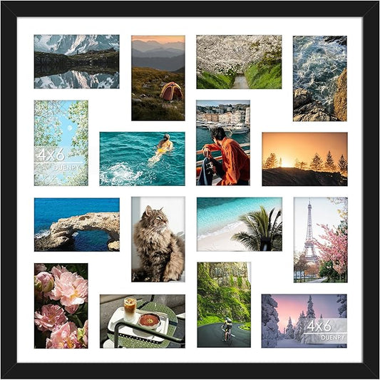 22x22 Picture Frame 4x6 Collage Picture Frame Displays Sixteen 4x6 inch Photos Collage Wall Decor Wall Hanging Black