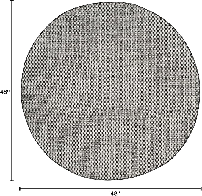 SAFAVIEH Courtyard Collection 4' Round Black/Light Grey CY8653 Indoor-Outdoor Waterproof Easy-Cleaning Patio Backyard Mudroom Area-Rug