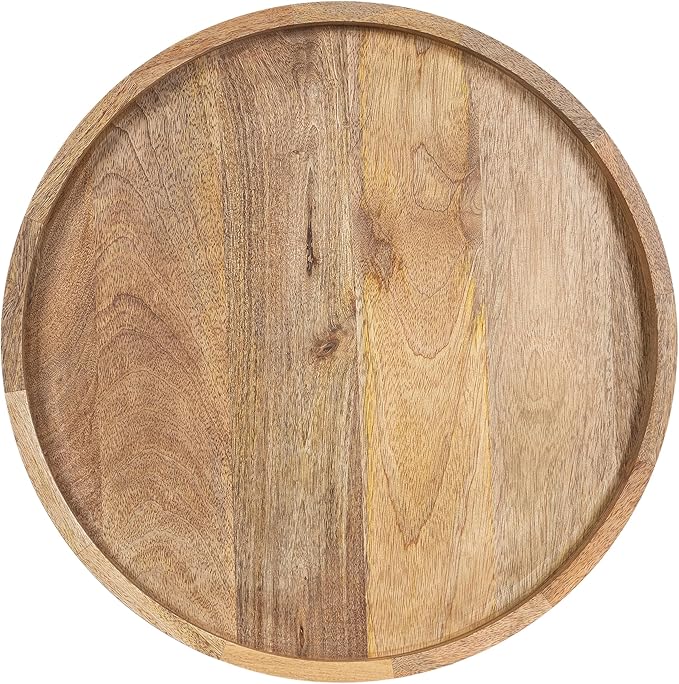 Kate and Laurel Halsey Round Lazy Susan Tray Organizer, 18 Inch Diameter, Transitional Round Countertop Organizer with Turning Lazy Susan for Kitchen Storage