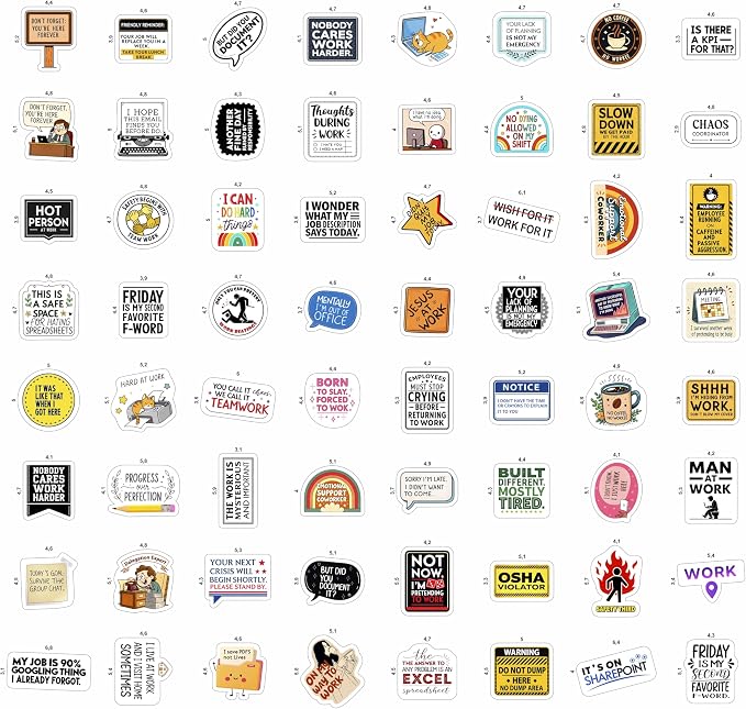 100Pcs Funny Work Stickers for Adults, for Water Bottle - Funny Coworker Gifts, Work Gifts - Coworker Stickers Bulk