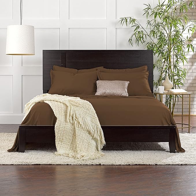 Twin Sheets by Pure Bamboo, Genuine 100% Organic Viscose Derived from Bamboo Bed Sheet Set, Luxuriously Soft & Cooling, Double Stitching, Lifetime Quality Promise (Twin, Coconut Husk)