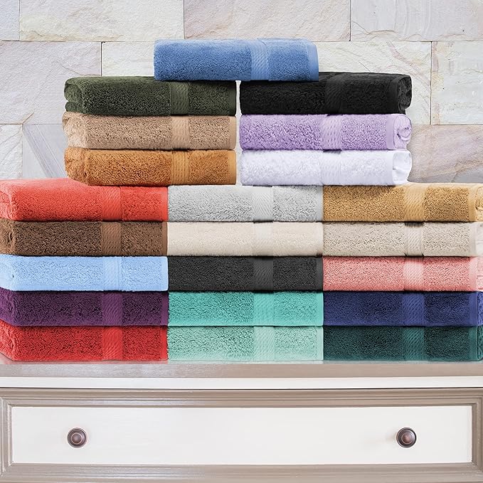 BLUENILEMILLS BNM Egyptian Cotton 6-Piece Towel Set, Includes 6 Face Towels, Attached Loop for Easy Hanging and Storage, Hotel Quality, Perfect for Bathroom, Gym, Shower Space, or Spa, Teal