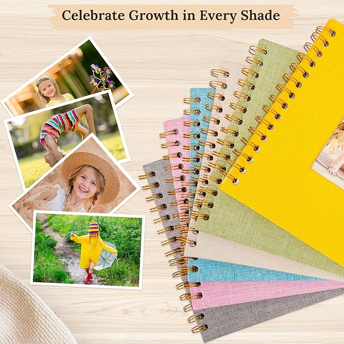 Scrapbook Photo Album Linen Cover, 10 x 10 Inch Hardcover Kraft White Pages Memory Book, for Travel Wedding Guest Book Christmas Baby Shower (20 Sheets/ 40 Pages,Grassgreen)