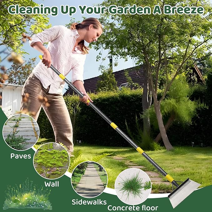 Garden Flat Shovel,Floor Scraper, 88" Long Multifunctional Garden Cleaning Shovel Weeding Tool,Heavy Duty Floor Scraping Tool,Metal Weeding Scraper for Lawn Edging, Snow Ice Removal Scrapers