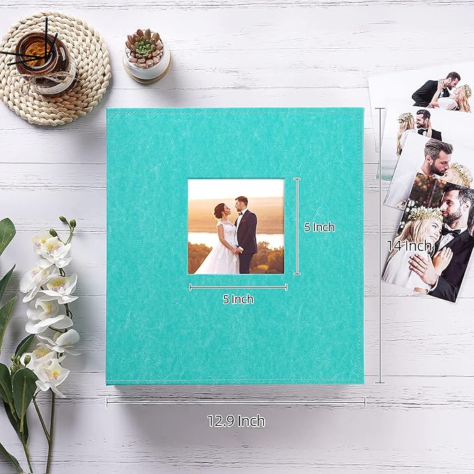 potricher Photo Album 4x6 1000 Photos Leather Cover Large Capacity Picture Albums with 1000 Horizontal and Vertical Pockets for Family Wedding Anniversary and Baby (Teal)