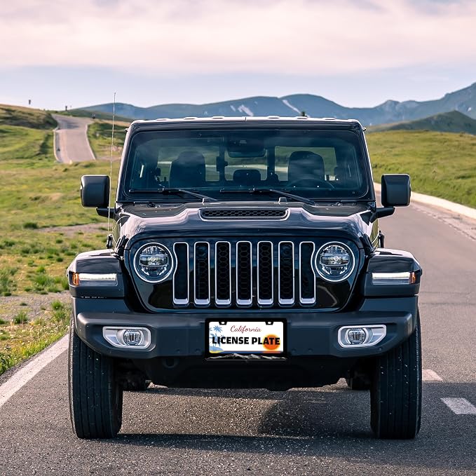 Beautiful Mountains Pattern License Plate Frame Stainless Steel 6 X 12 Inch | Fits US Standard With Screws Rust Resistant For Car Front Rear Decoration Accessories Easy Installation For Cars SUV Truck