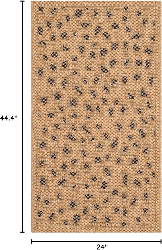SAFAVIEH Washable Rug Outdoor Courtyard Collection - 2' x 3'7", Natural & Gold, Non-Shedding & Easy Cleaning, Ideal for Patio, Front Door, Entryway, Doormat (CY6104-39)