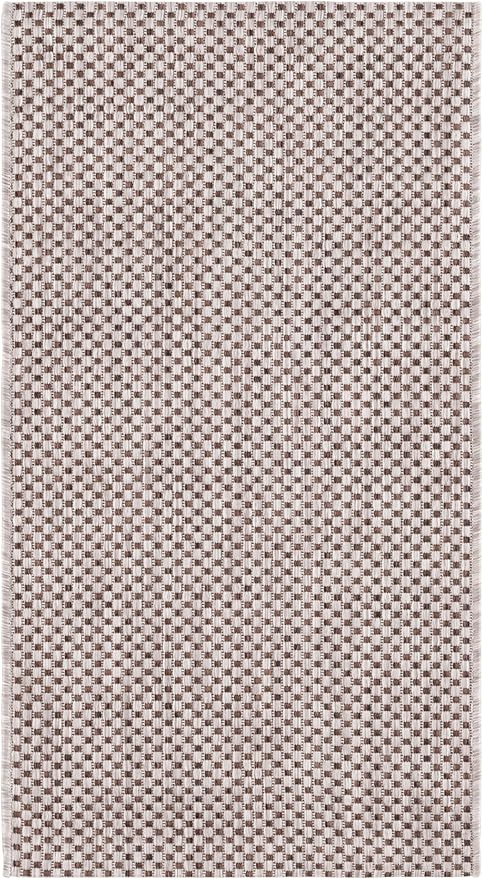 SAFAVIEH Washable Rug Outdoor Courtyard Collection - 2'3" x 5', Beige & Brown, Non-Shedding & Easy Cleaning, Ideal for Patio, Front Door, Entryway, Mudroom, Doormat (CY8521-36312)