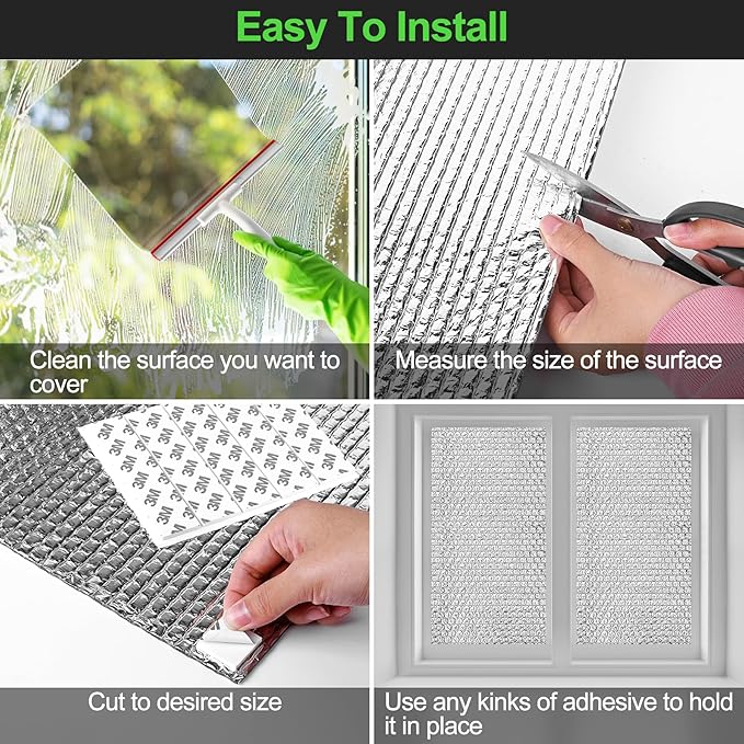 Reflective Aluminum Foil Wrap Insulation Sheet - 23.6in x 25ft Double Bubble Thermal Shield Radiant Barrier for Winter RV Window - Silver