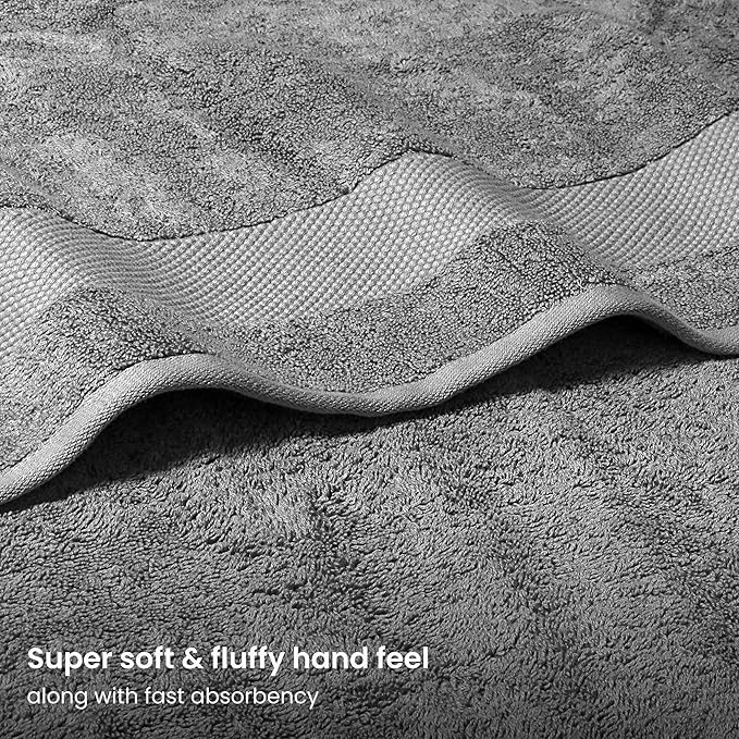 BIOWEAVES 100% Organic Cotton Bath Sheet Set of 2 | Soft Oversized Bath Towels | 700 GSM Premium Bath Towel Sheet Set GOTS Certified - Light Grey