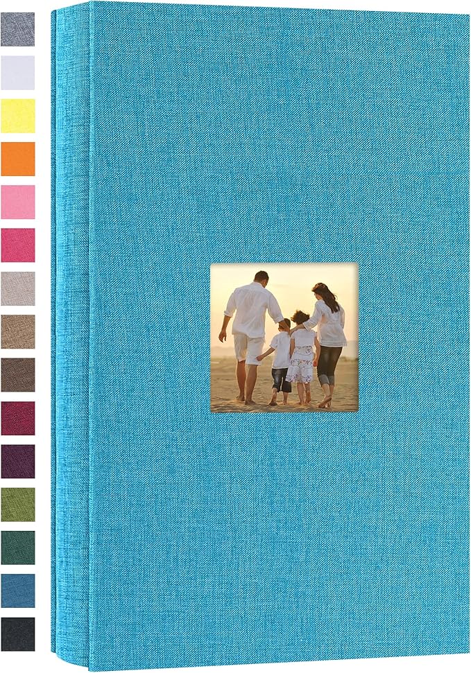 potricher Small Photo Album 4x6 300 Photos Linen Cover Picture Photo Book for Family Wedding Anniversary Baby Vacation (Blue,300 Pockets)