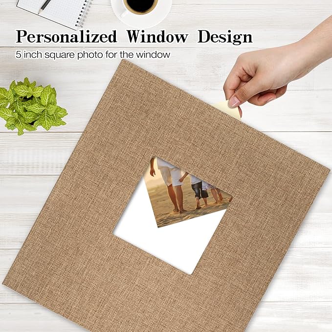 potricher Linen Hardcover Photo Album 4x6 600 Photos Large Capacity for Family Wedding Anniversary Baby Vacation (Khaki, 600 Pockets)