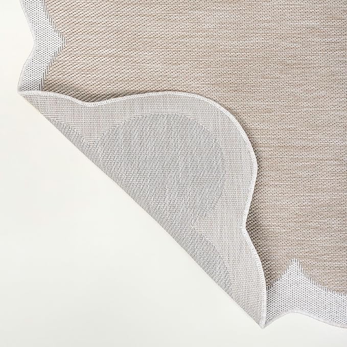 JONATHAN Y Cottage Two-Tone Scalloped Indoor Outdoor Area Rug 6X9 Beige/Cream, Alice Classic for Backyard, Patio, Porch, Easy-Cleaning, High Traffic, Pet-Friendly, Non-Shedding (SHP103A-6)