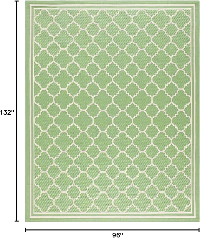 SAFAVIEH Washable Rug Outdoor Courtyard Collection - 8' x 11', Green & Beige, Non-Shedding & Easy Cleaning, Ideal for Patio, Backyard, Mudroom (CY6918-244)