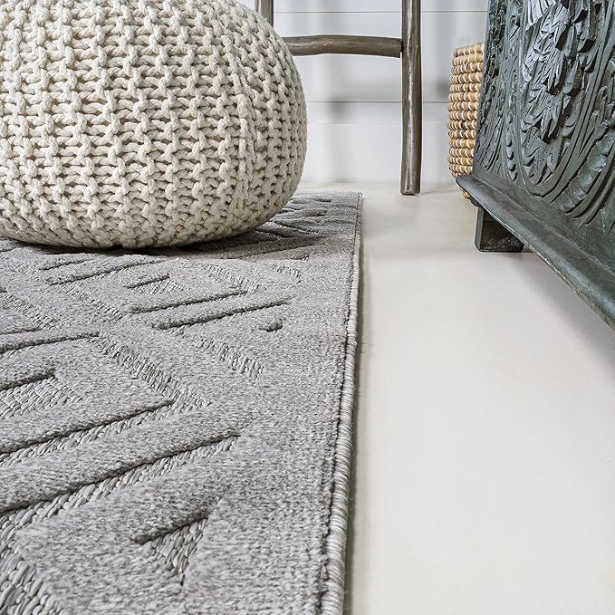 JONATHAN Y Diamond Trellis Indoor Outdoor Runner Rug 2X8 Light Gray, Portmany Neutral for Backyard, Patio, Porch, Easy-Cleaning, High Traffic, Pet-Friendly, Non-Shedding (IBZ104C-28)