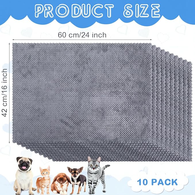 VitalCozy 10 Pcs Guinea Pig Cage Liners Washable Rat Bedding for Guinea Pigs Controlling Absorbent Waterproof Pee Pads Blanket for Rabbits Hamster Small Animal Chinchilla(Grid,18 x 24 Inch,Gray)