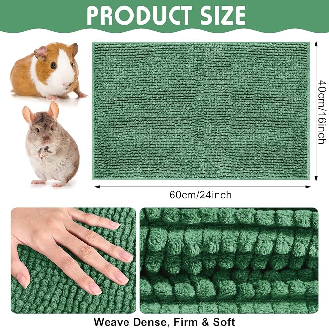 Amylove 4 Pcs Guinea Pig Cage Liner 16 x 24 Inch Washable Chenille Pee Pads Pet Dog Cat Bedding Training Mat Reusable for Small Animals Puppy Bunny Hamster Chinchilla