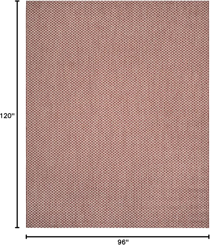 SAFAVIEH Washable Rug Outdoor Courtyard Collection - 8' x 10', Rust & Light Grey, Non-Shedding & Easy Cleaning, Ideal for Patio, Backyard, Mudroom, Dining Space (CY8653-36521)