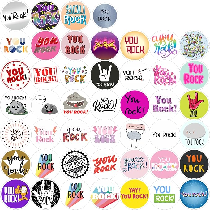 100Pcs You Rock Stickers - You Rock Party Supplies & Decorations, Great Job Waterproof Vinyl Decals, Motivational Stickers, Gifts for Women & Men