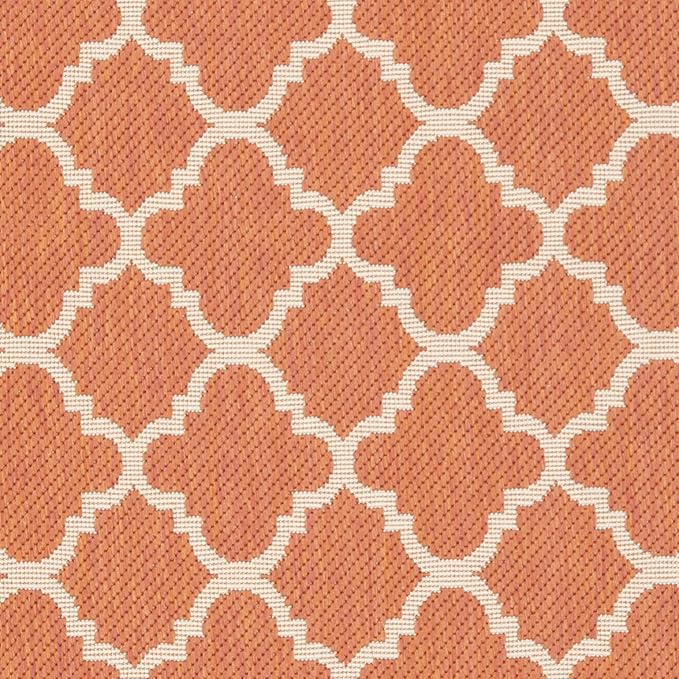 SAFAVIEH Washable Rug Outdoor Courtyard Collection - 2'7" x 5', Terracotta & Bone, Non-Shedding & Easy Cleaning, Ideal for Patio, Backyard, Mudroom (CY6918-241)