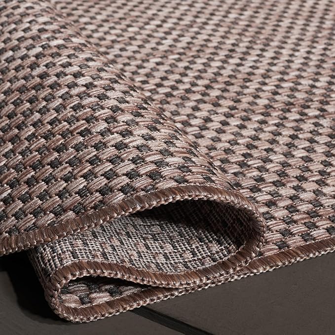 SAFAVIEH Washable Rug Outdoor Courtyard Collection - 8' x 10', Natural & Black, Non-Shedding & Easy to Clean, Ideal for Patio, Backyard, Mudroom (CY8521-37312)