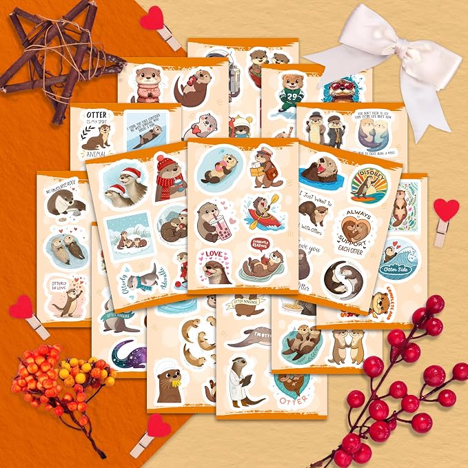 100Pcs Otter Stickers for Water Bottle - Sea Otter Gifts, Party Supplies & Party Decorations - Gift for Women & Men