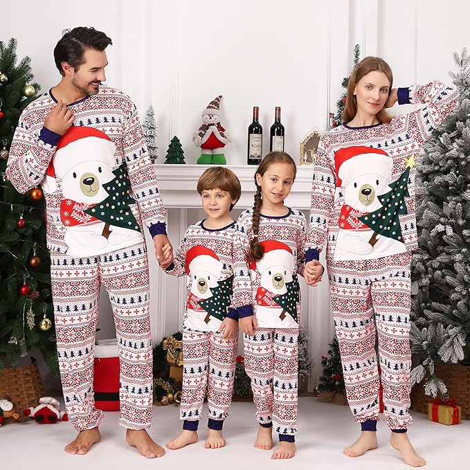 Family Christmas PJs Matching Sets, Cute Holiday Pajamas Printed Top and Pants, Xmas Jammies for Couples/Men/Women