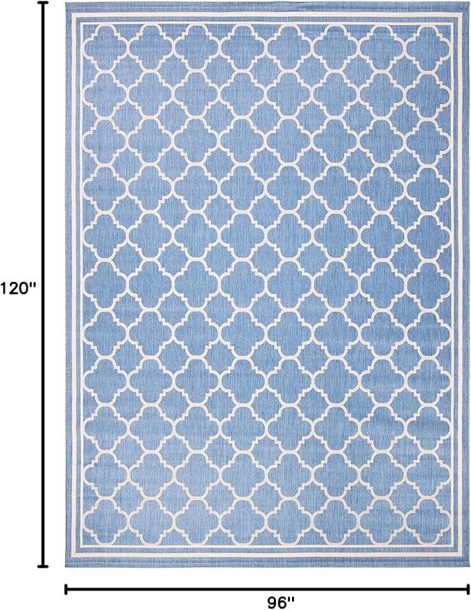 SAFAVIEH Courtyard Collection 8' x 10' Blue/Beige CY6918 Trellis Indoor/ Outdoor Patio Backyard Mudroom Area Rug