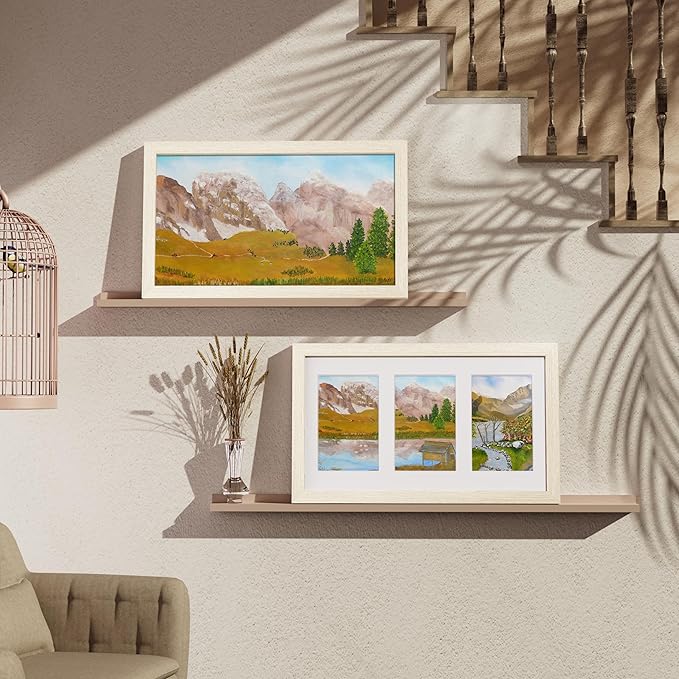 Vittanly 8x14 Picture Frames Collage Wall Decor, Displays 3Pcs 4x6 Pictures with Mat or 1Pcs 8x14 without Mat, Collage Picture Frame for Horizontal or Vertical Display, Cornsilk, 1 Pack