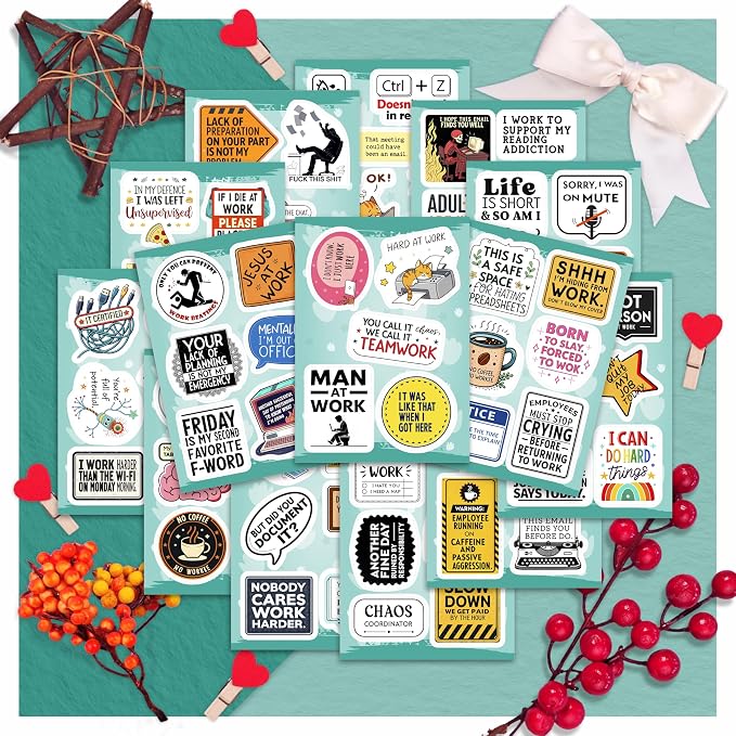 100Pcs Funny Work Stickers for Adults, for Water Bottle - Funny Coworker Gifts, Work Gifts - Coworker Stickers Bulk